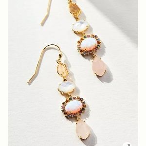 NWT delicate stone drop earrings pink & white